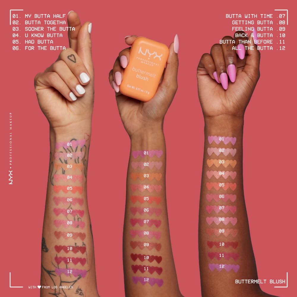 NYX PROFESSIONAL MAKEUP Buttermelt Powder Blush, Fade and Transfer-Resistant Blush, Up to 12HR Make Up Wear, Vegan Formula - My Butta Half