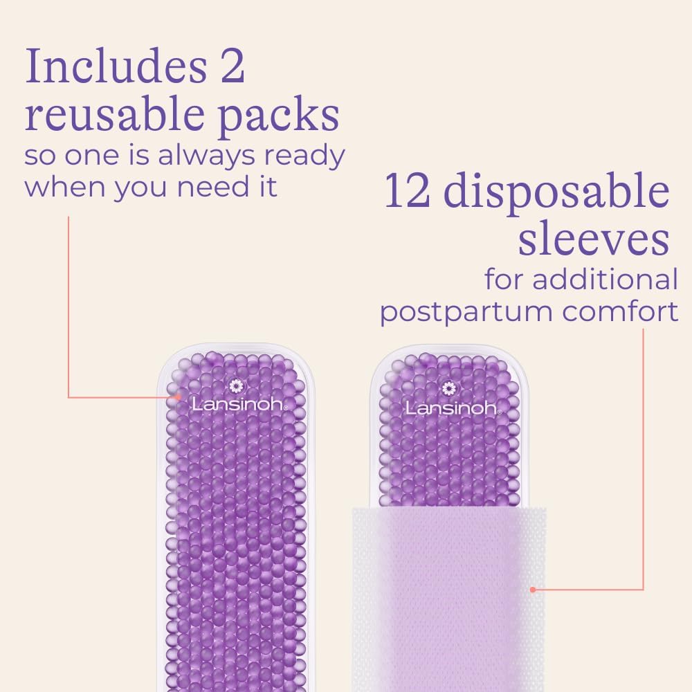Lansinoh Hot and Cold Postpartum Pads – Reusable Perineal Ice Packs for Postpartum Recovery, Labor &amp; Delivery Essentials, 2 Count