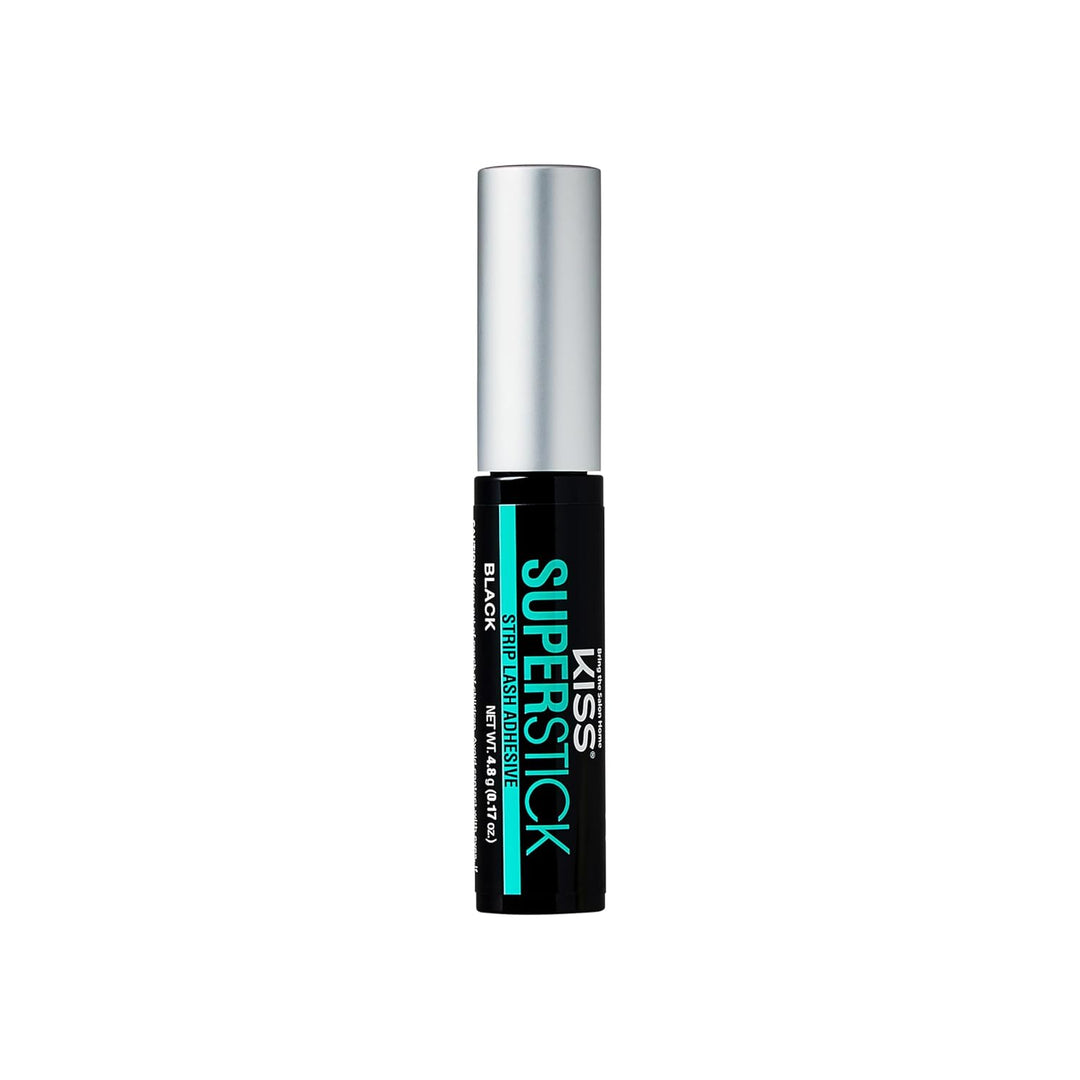 KISS Super Stick 5-Day Extended Wear Strip Lash Adhesive, Quick Drying Lash Glue, Witch Hazel & Cactus Extract Infused, Brush Applicator, Net Wt. 4.8g (0.17 oz.), Black