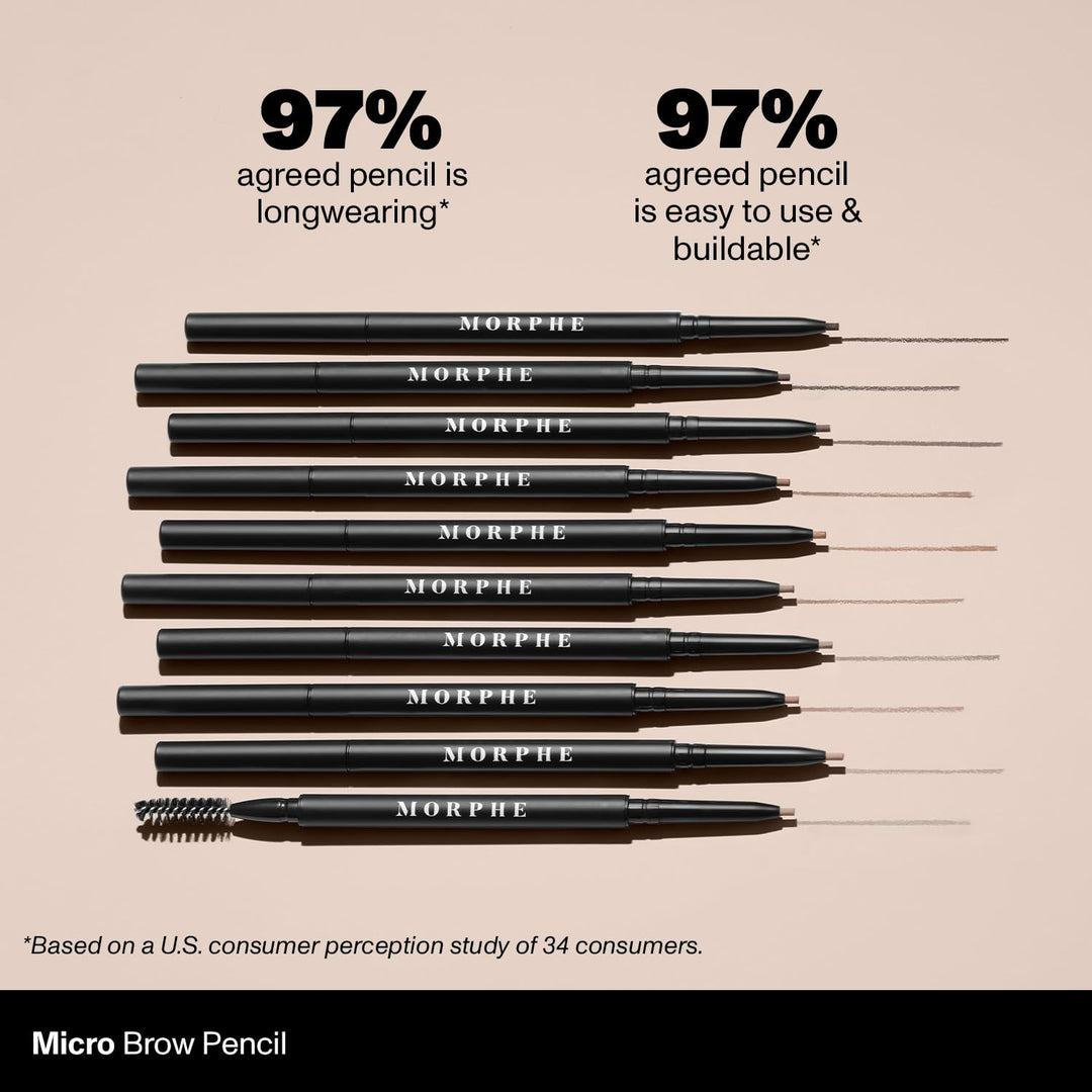 Morphe Micro Dual Eyebrow Pencil - Dual-Ended Brow Pencil Featuring a Retractable, Ultra-Precise, Pointed Tip - Richly Pigmented, Smooth-Gliding, Long-Lasting Wax Formula