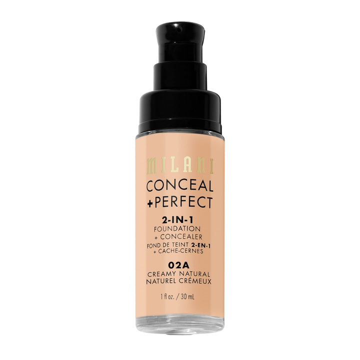 Milani Conceal + Perfect 2-in-1 Foundation + Concealer for a Flawless Complexion, Under Eye Corrector, Cover Redness and Imperfections, Waterproof and Sweatproof