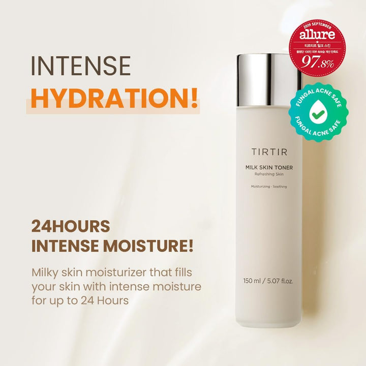 TIRTIR Milk Toner - Soft and Milky Texture, Deep Hydrating, Moisturizing ,Glow, Plant-derived ingredients with Rice Bran Extracts, Chamomile Flowers, Korean Skin Care, Vegan, 150mL / 5.07 Fl Oz
