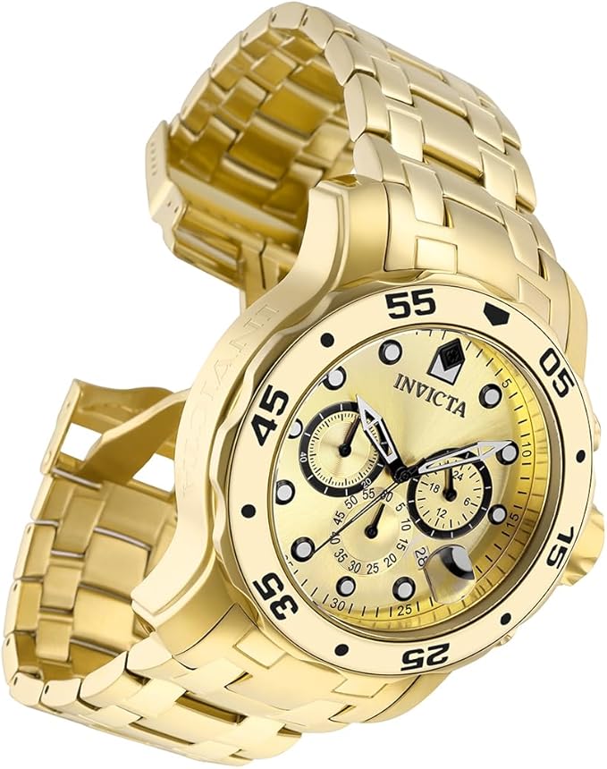 Invicta Men's 0074 pro Diver Analog Japanese Quartz 18k Gold-plated Stainless Steel Watch