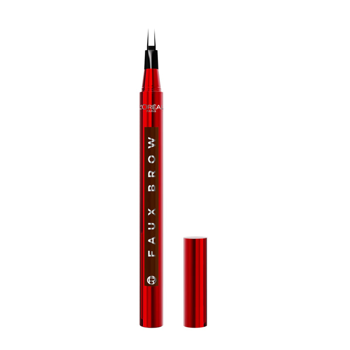 L'Oreal Paris Faux Brow, Hair-Like, Filling Eyebrow Pen with Double-Brush Tip, Fast & Precise Eyebrow Makeup, Soft Black, 0.04 Fl Oz