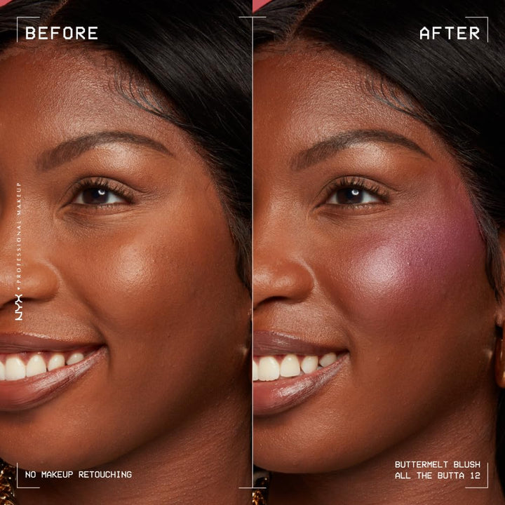 NYX PROFESSIONAL MAKEUP Buttermelt Powder Blush, Fade and Transfer-Resistant Blush, Up to 12HR Make Up Wear, Vegan Formula - My Butta Half