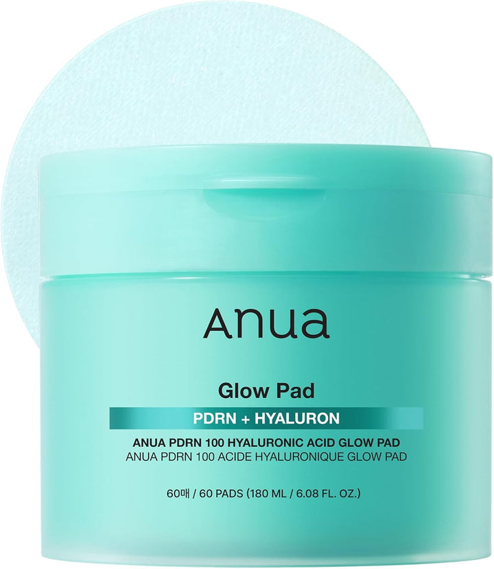 ANUA PDRN 100 Hyaluronic Acid Pad, Glow-Plumping Korean Face Pad for Daily Skincare &amp; Makeup Prep, Dual-Sided Toner for Radiant Skin &amp; Deep Hydration, Korean Skin Care (180ml, 60 Pads)