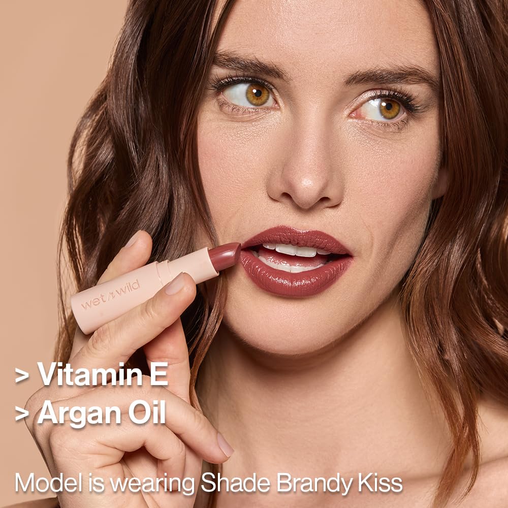 wet n wild Mega Last Rich Satin Lip Color, Rich Creamy Color with Satin Finish, Infused with Vitamin E &amp; Moisturizing Argan Oil, Lightweight, Silky-Smooth, Vegan &amp; Cruelty-Free