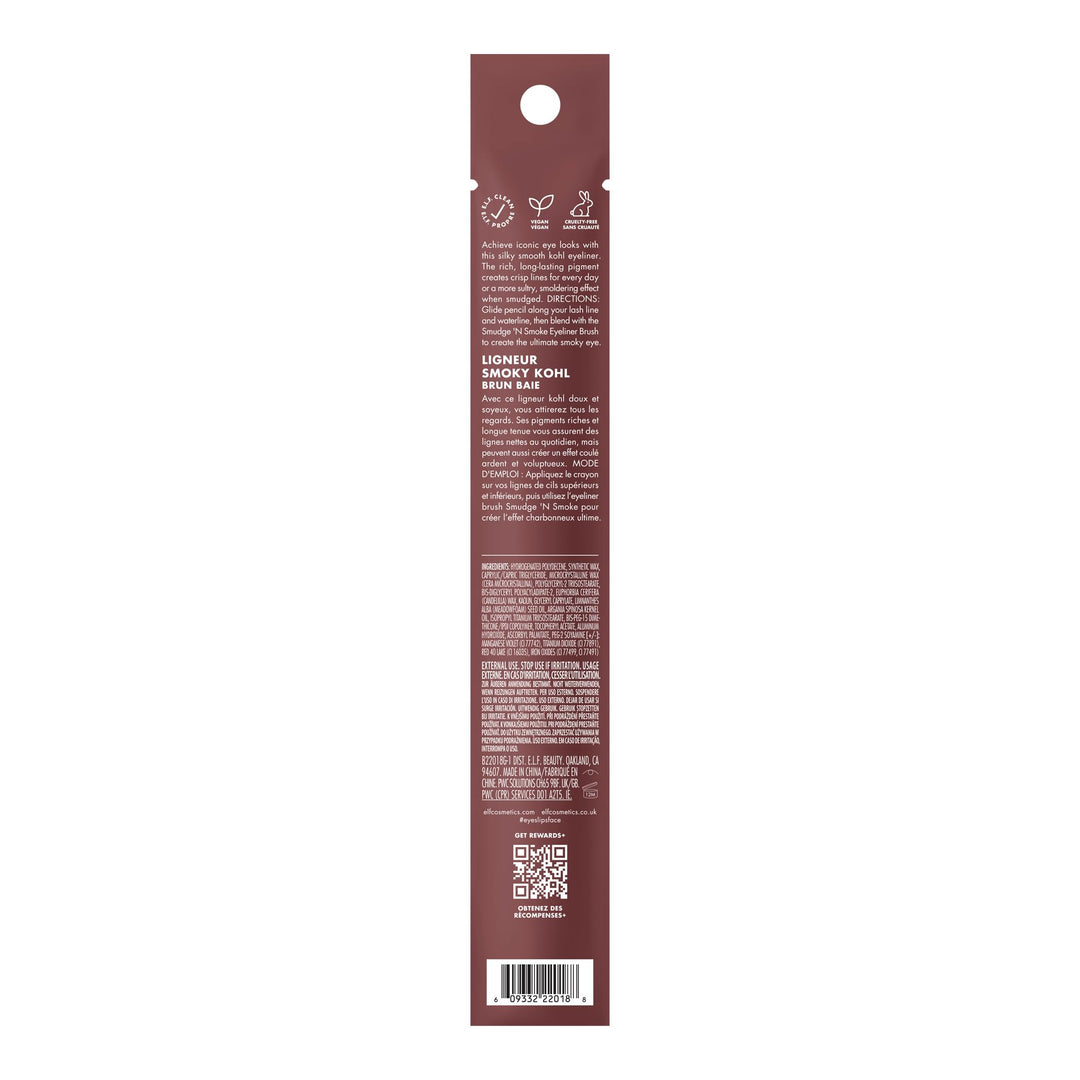 e.l.f. Smoky Kohl Eyeliner, Eye Pencil For Creating Long-Lasting, Bold, High-Pigmented Makeup Looks, Vegan &amp; Cruelty-Free