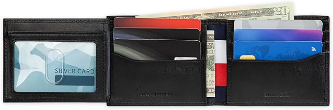 Tommy Hilfiger 31TL240015 Men’s Leather Bifold Wallet-Multiple Card Slots, ID Window, Compact