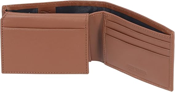 Steve Madden Men's Slim Leather Wallet with Extra Capacity Attached Flip Pockets Black (Glove)