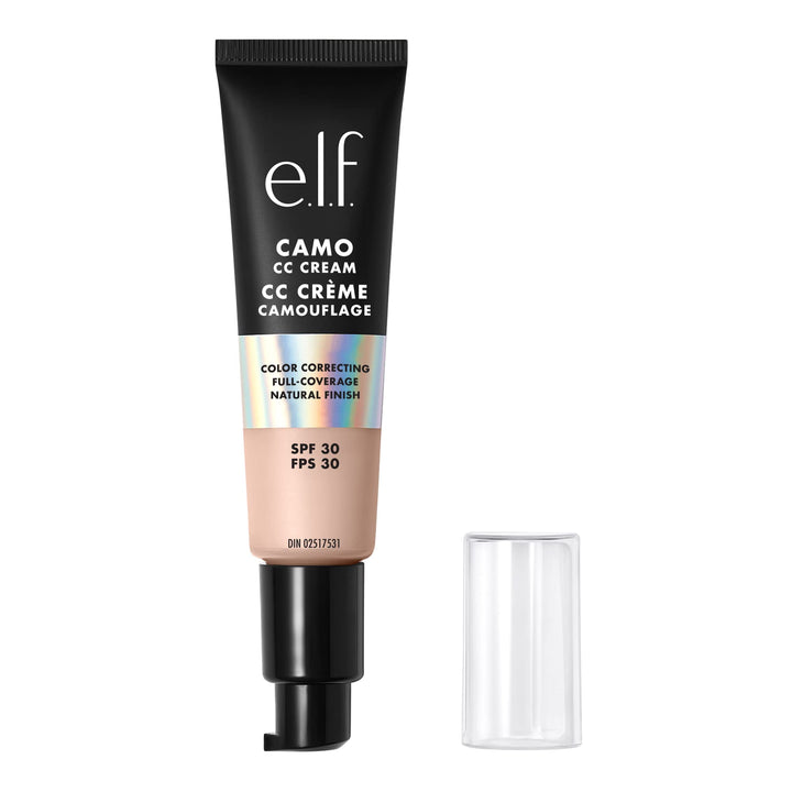 e.l.f. Camo CC Cream, Color Correcting Medium-To-Full Coverage Foundation with SPF 30, Light 210 N, 1.0 Oz (30g)