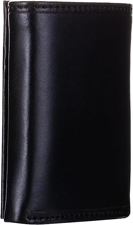 Tommy Hilfiger Men's Genuine Leather Slim Trifold Wallet with ID Window - Fordham Black - 3alababak