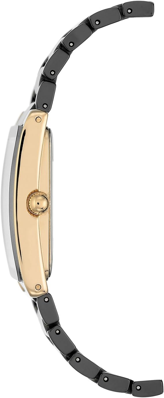 Anne Klein AK/2952LPRG Women's Ceramic Bracelet Watch - Black/Gold