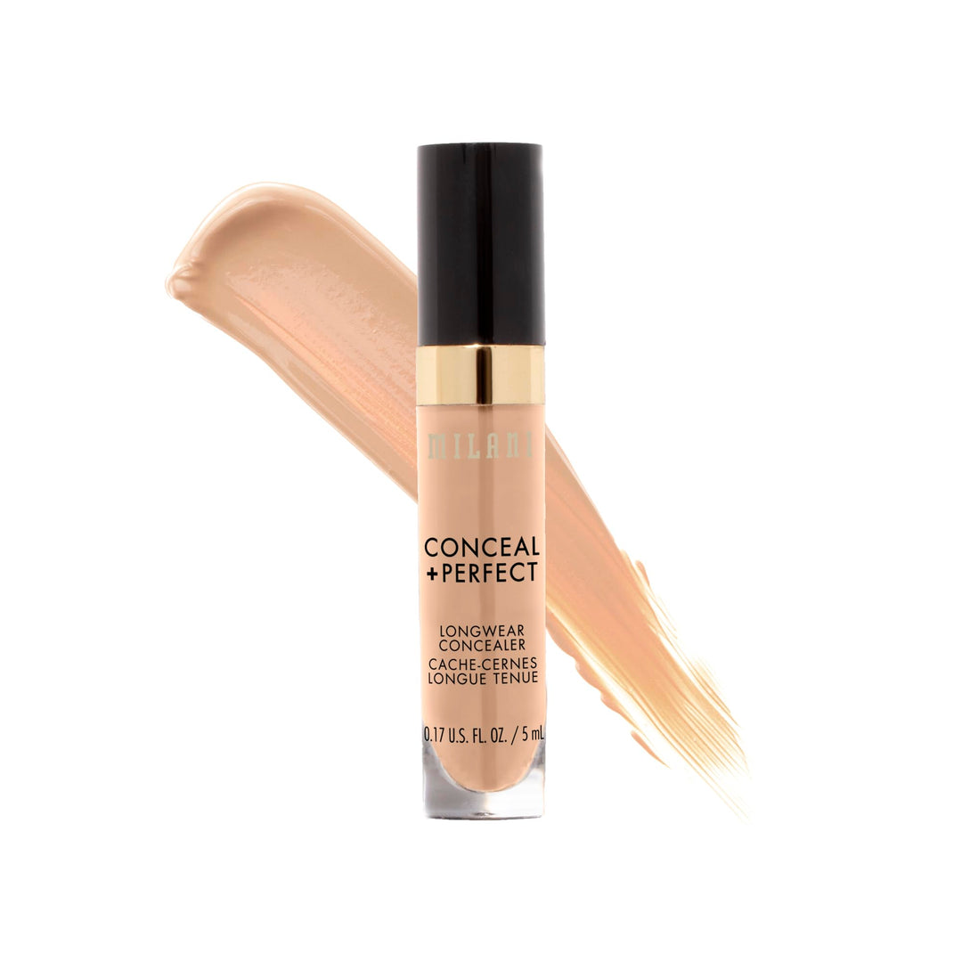 Milani Conceal + Perfect Longwear Concealer Full Coverage Infused with Hyaluronic Acid &amp; Vitamin E, Cover Dark Circles, Blemishes &amp; Skin Imperfections for Long-Lasting Wear
