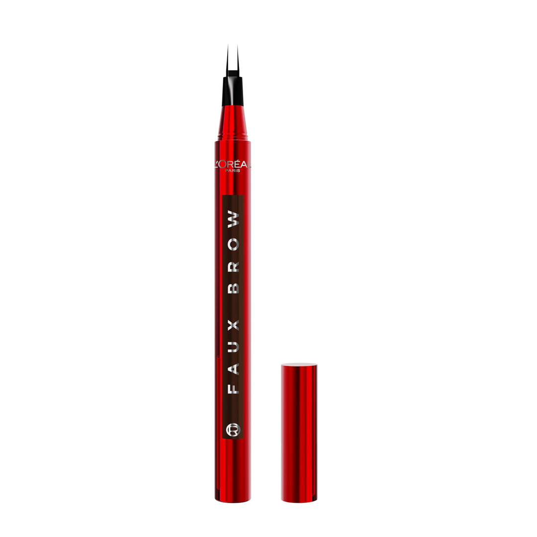 L'Oreal Paris Faux Brow, Hair-Like, Filling Eyebrow Pen with Double-Brush Tip, Fast & Precise Eyebrow Makeup, Soft Black, 0.04 Fl Oz