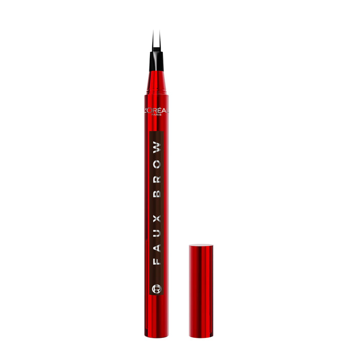 L'Oreal Paris Faux Brow, Hair-Like, Filling Eyebrow Pen with Double-Brush Tip, Fast & Precise Eyebrow Makeup, Soft Black, 0.04 Fl Oz
