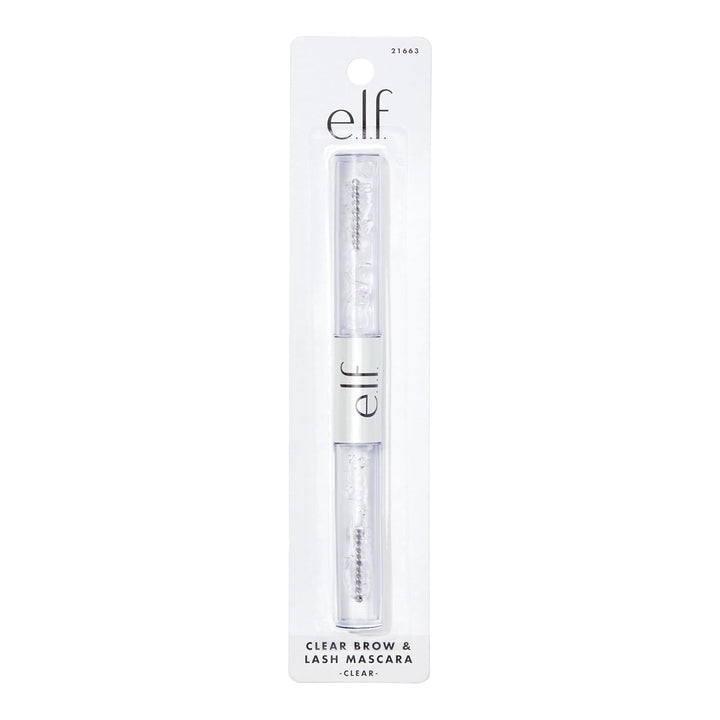 e.l.f. Clear Brow & Lash Mascara, Dual-Sided Brushable Clear Gel For Groomed Brows & Eyelashes, Long-Wear Conditioning Formula, Vegan & Cruelty-Free