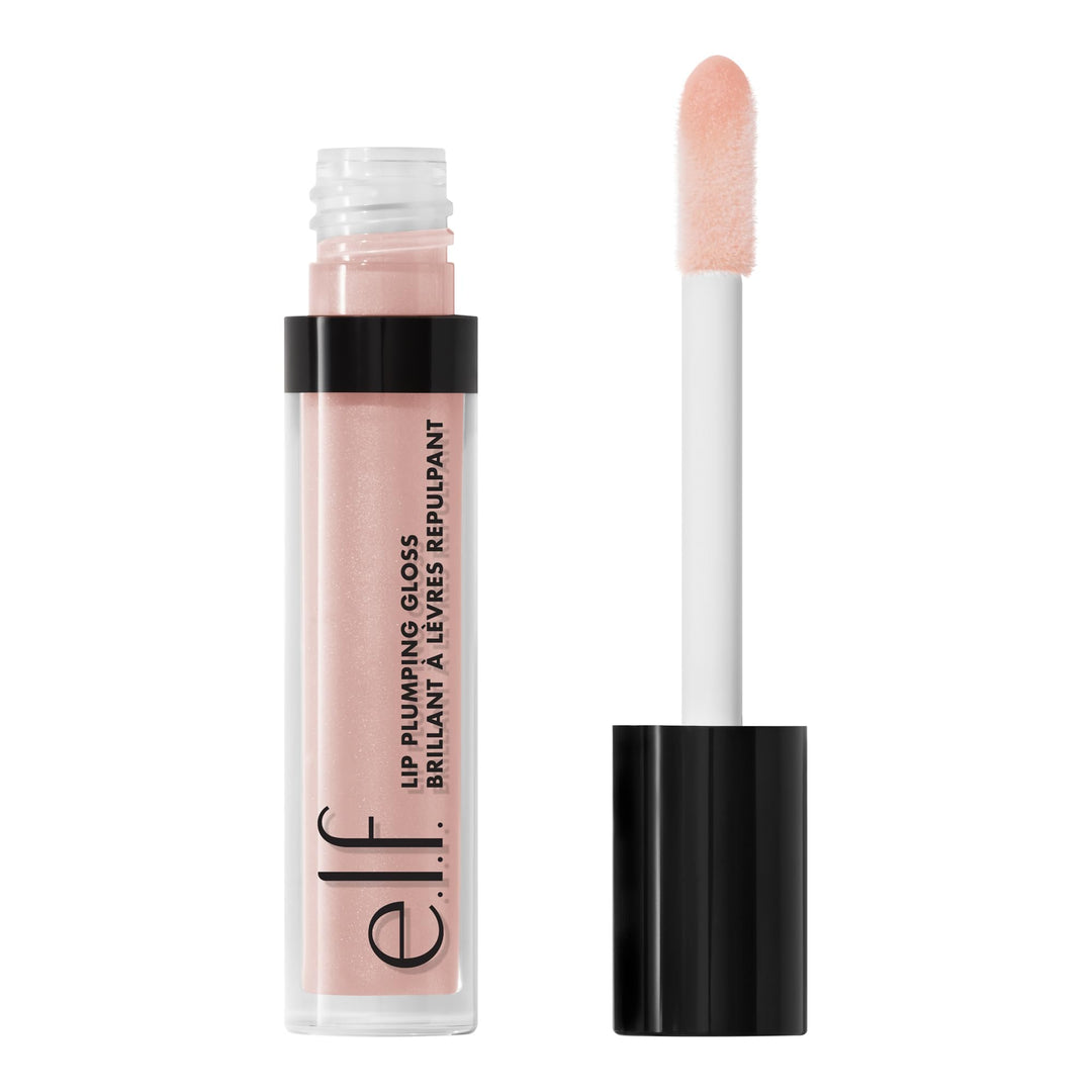 e.l.f. Lip Plumping Gloss, Hydrating, Nourishing, Invigorating, High-Shine, Plumps, Volumizes, Cools, Soothes, Champagne Glam, Shimmer, 0.1 Oz