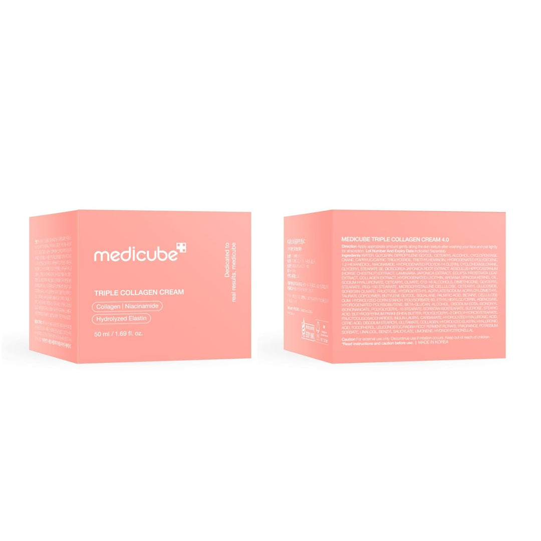 Medicube Triple Collagen Cream - Hydrating &amp; Firming Moisturizer with Hyaluronic Acid, Premium Elastin, Shea Butter - Wrinkle Care &amp; Boosts Elasticity - Korean Skincare, 1.69 oz