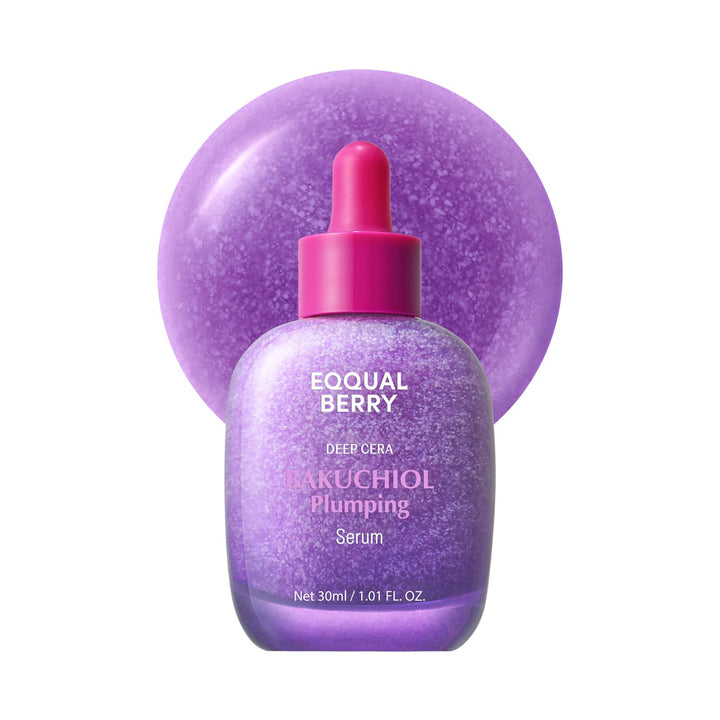 EQQUALBERRY Bakuchiol Plumping Face Serum - Retinol Natural Alternative for Sensitive Skin, with Niacinamide &amp; Hyaluronic Acid, Pore &amp; Wrinkle Korean Skin Care (1.01oz / 30ml)