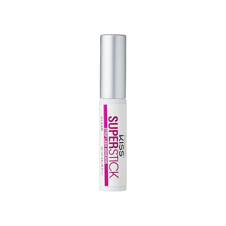 KISS Super Stick 5-Day Extended Wear Strip Lash Adhesive, Quick Drying Lash Glue, Witch Hazel & Cactus Extract Infused, Brush Applicator, Net Wt. 4.8g (0.17 oz.), Clear