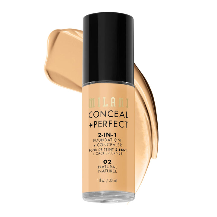 Milani Conceal + Perfect 2-in-1 Foundation + Concealer for a Flawless Complexion, Under Eye Corrector, Cover Redness and Imperfections, Waterproof and Sweatproof