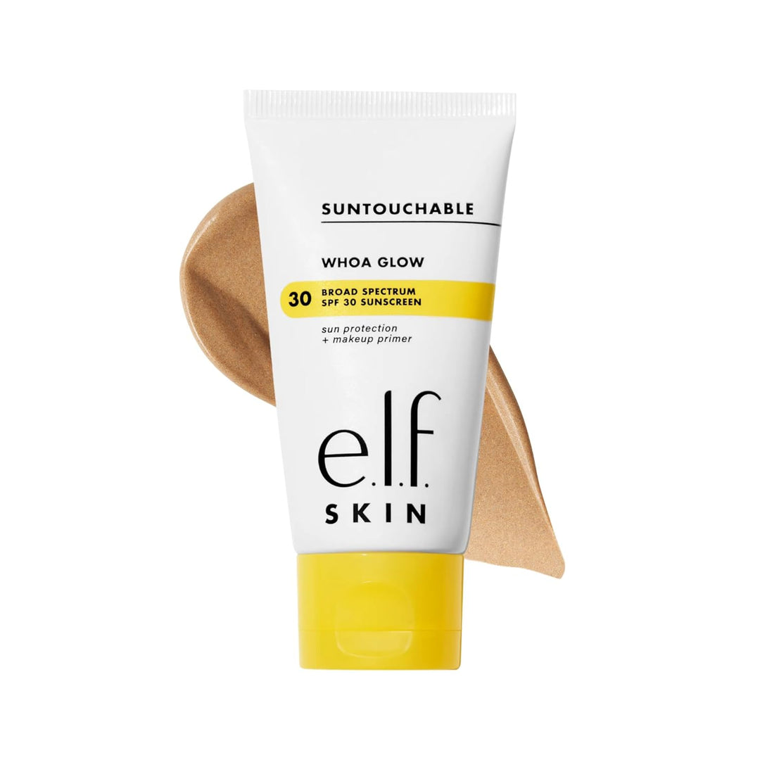 إي.إل.إف. سكين واقي شمسي للوجه وبرايمر مكياج سنتاتشابل ووه جلو بمعامل حماية SPF 30 مع حمض الهيالورونيك، نباتي ولم يُجرب على الحيوانات 1.69 أونصة سائلة