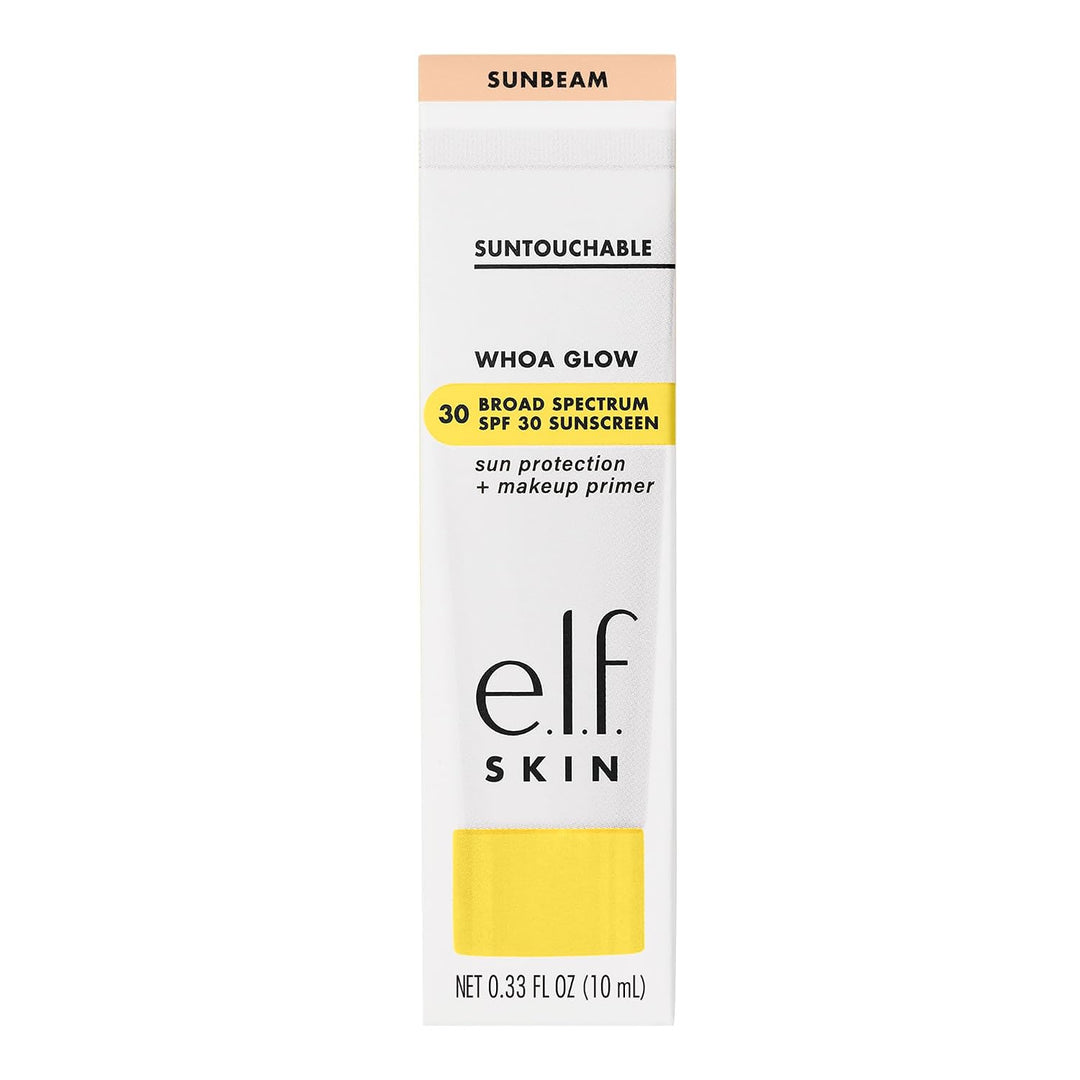 إي.إل.إف. سكين واقي شمسي للوجه وبرايمر مكياج سنتاتشابل ووه جلو بمعامل حماية SPF 30 مع حمض الهيالورونيك، نباتي ولم يُجرب على الحيوانات 1.69 أونصة سائلة