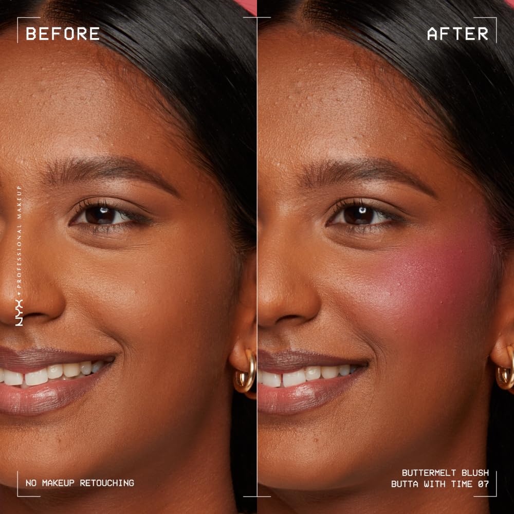 NYX PROFESSIONAL MAKEUP Buttermelt Powder Blush, Fade and Transfer-Resistant Blush, Up to 12HR Make Up Wear, Vegan Formula - My Butta Half