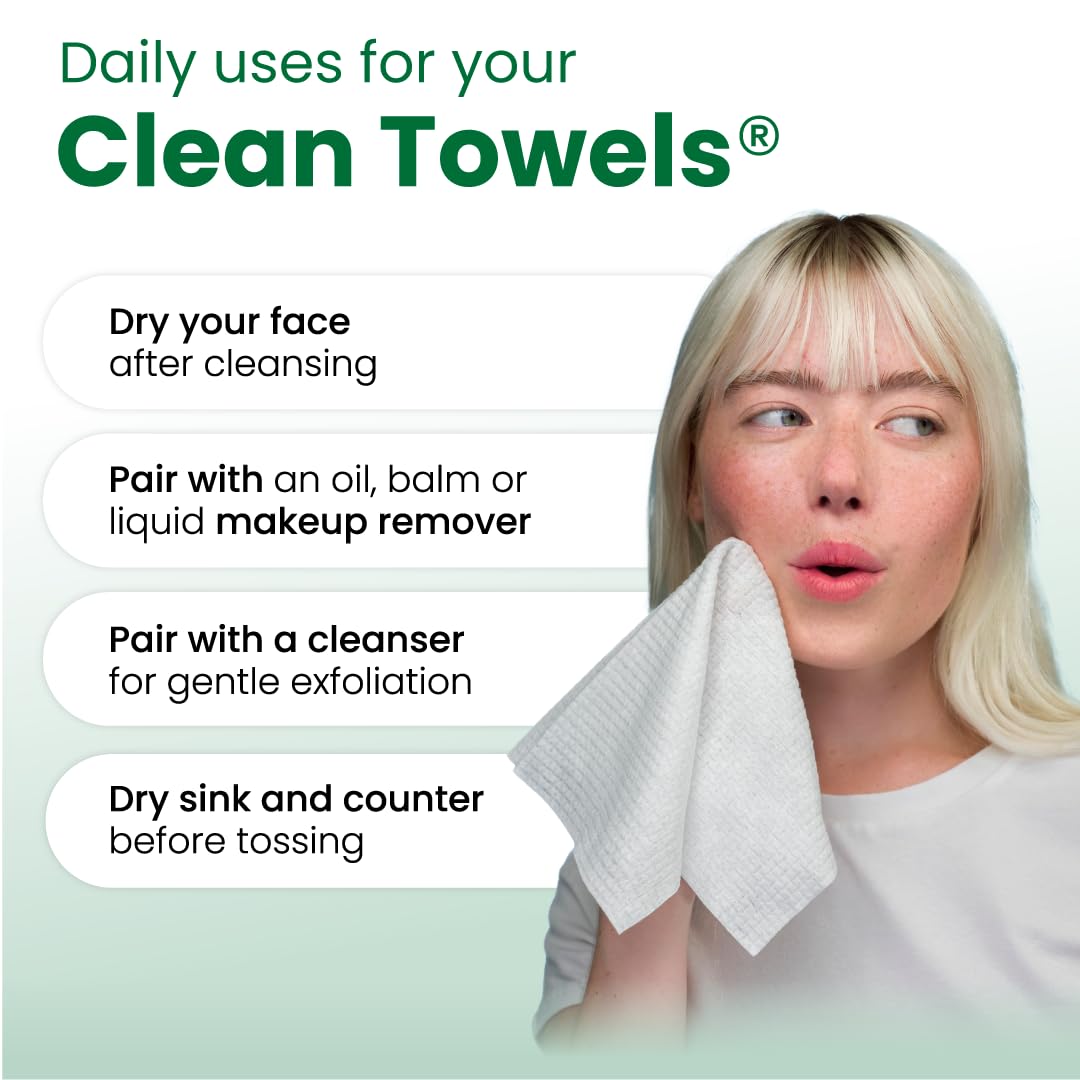 CLEAN SKIN CLUB Sensitive Skin Clean Towels® XL, Ultra-Soft Disposable Face Dry Wipes Infused with Aloe &amp; Glycerin, XL - 1 Pack (50 count)