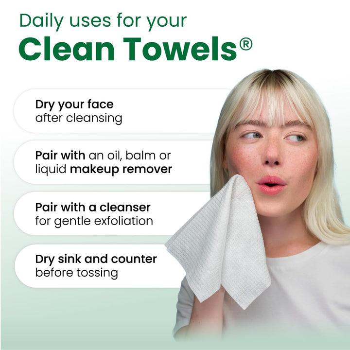 CLEAN SKIN CLUB Sensitive Skin Clean Towels® XL, Ultra-Soft Disposable Face Dry Wipes Infused with Aloe &amp; Glycerin, XL - 1 Pack (50 count)