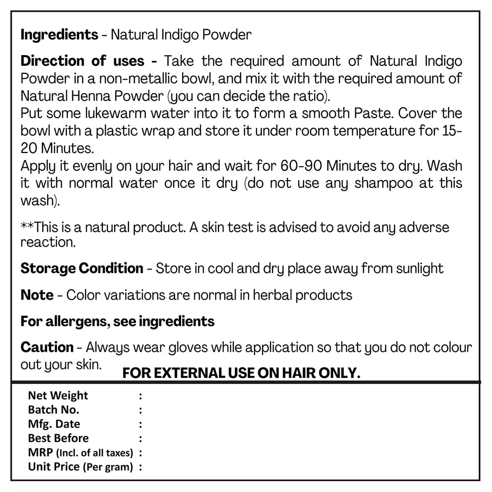100% Natural Indigo Powder for Hair (227g / (1/2 lb) / 8 ounces) Indigofera tinctoria to color your hair brown to black - 3alababak