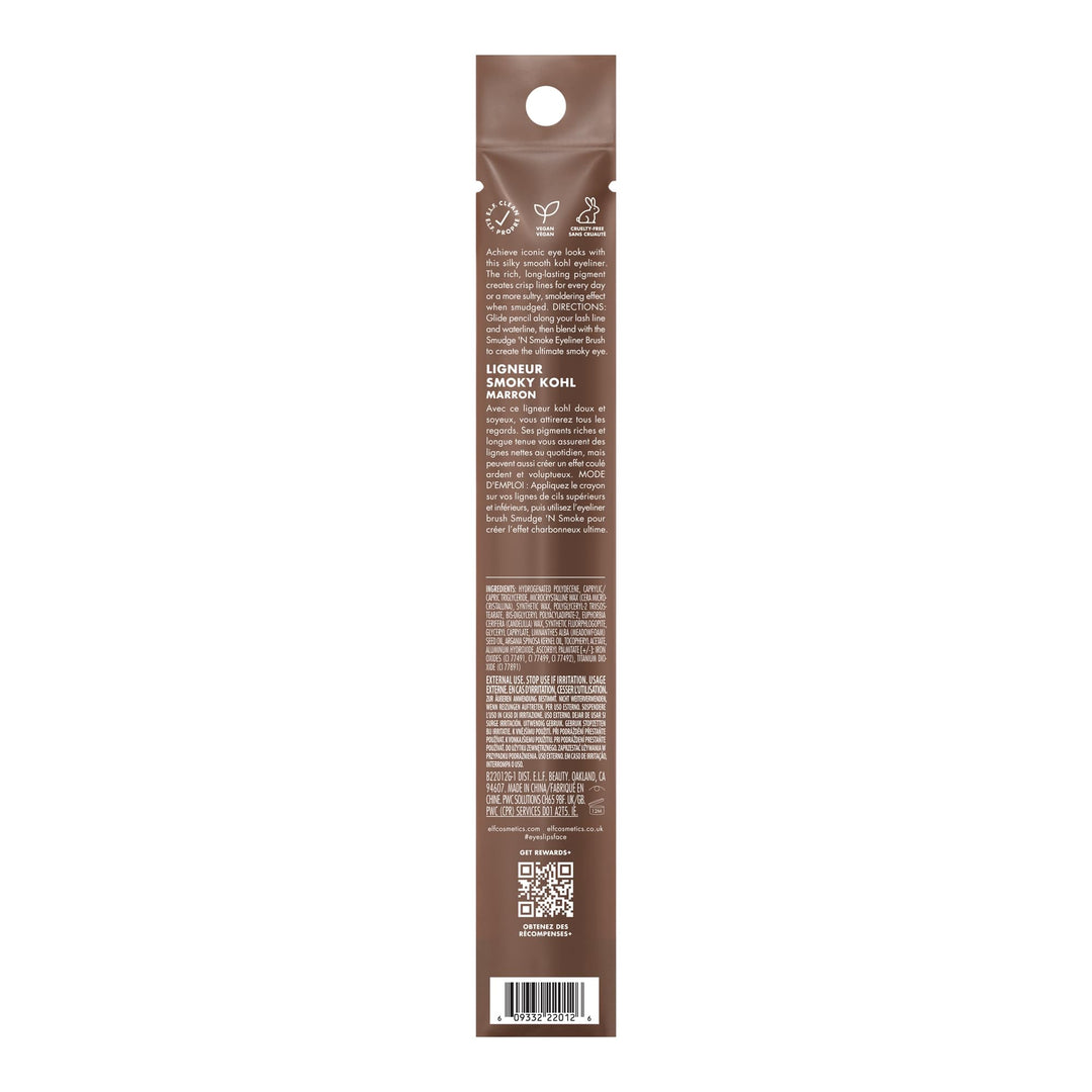 e.l.f. Smoky Kohl Eyeliner, Eye Pencil For Creating Long-Lasting, Bold, High-Pigmented Makeup Looks, Vegan &amp; Cruelty-Free