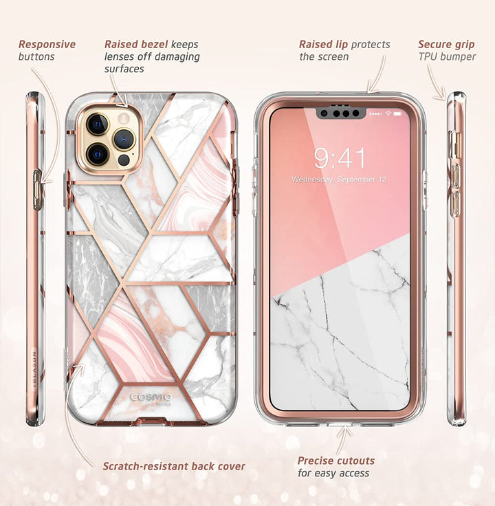 i-Blason Cosmo for iPhone 13 Pro Max Case [Built-in Screen Protector] [Military-Grade Protection] Slim Full-Body Stylish Protective Shockproof Phone Case for iPhone 13 Pro Max (Butterfly)