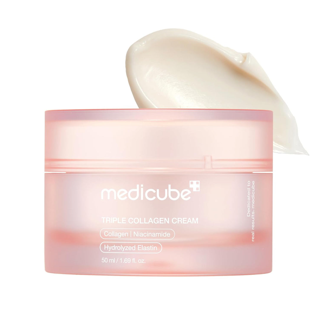 Medicube Triple Collagen Cream - Hydrating &amp; Firming Moisturizer with Hyaluronic Acid, Premium Elastin, Shea Butter - Wrinkle Care &amp; Boosts Elasticity - Korean Skincare, 1.69 oz