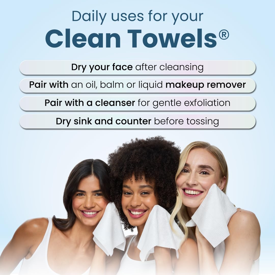 Clean Skin Club Clean Towels® XL Variety 4-Pack Travel Set, Disposable Face Towels, Includes Original, Sensitive, Blemish Control &amp; Healthy Aging, 40 Count Total, 10 Each