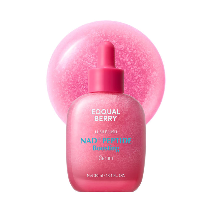 EQQUALBERRY NAD+ Peptide Boosting Serum – Niacinamide 2% + 14 Peptides + Vegan Collagen Anti-Aging Korean Skincare Face &amp; Neck &amp; Body Serum | Firming &amp; Lifting Pink Serum (1.01oz / 30ml)