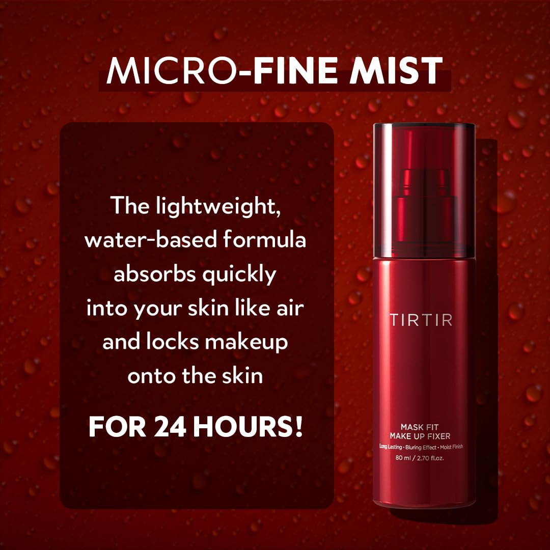 TIRTIR Mask Fit Make-up Fixer | بخاخ تثبيت المكياج خفيف الوزن وغير الدهني ومقاوم للانتقال لمدة 24 ساعة 2.7 أونصة سائلة