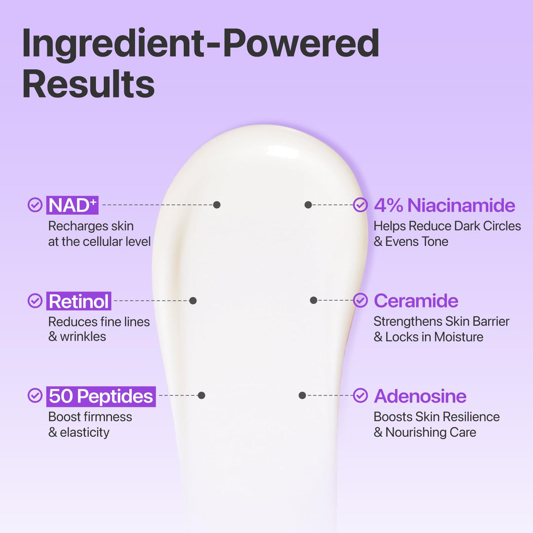 numbuzin No.9 NAD+ Retinol Eye Cream, Depuffing &amp; Firming Eye Serum for Dark Circles, Wrinkles &amp; Fine Lines, Peptides &amp; Niacinamide for Glow &amp; Undereye Radiance, Stocking Stuffers 0.33 fl oz