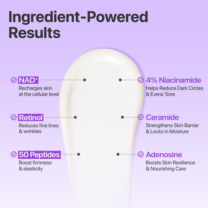 numbuzin No.9 NAD+ Retinol Eye Cream, Depuffing &amp; Firming Eye Serum for Dark Circles, Wrinkles &amp; Fine Lines, Peptides &amp; Niacinamide for Glow &amp; Undereye Radiance, Stocking Stuffers 0.33 fl oz