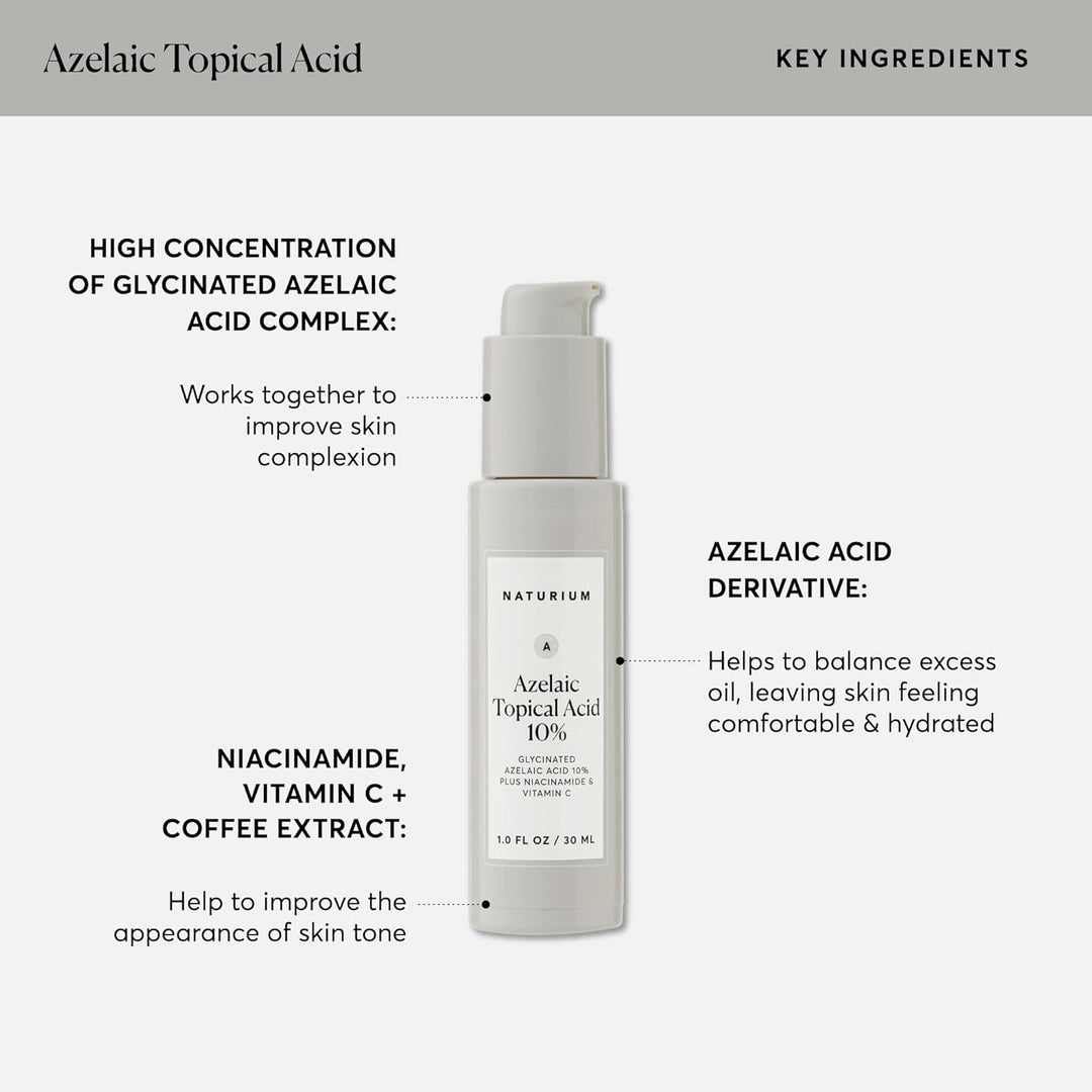 Naturium Azelaic Topical Acid 10%, Face &amp; Skin Care Beauty Treatment with Niacinamide &amp; Vitamin C, 1 oz