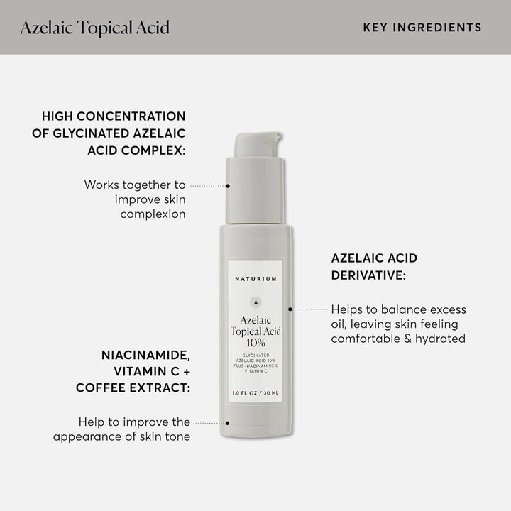 Naturium Azelaic Topical Acid 10%, Face &amp; Skin Care Beauty Treatment with Niacinamide &amp; Vitamin C, 1 oz