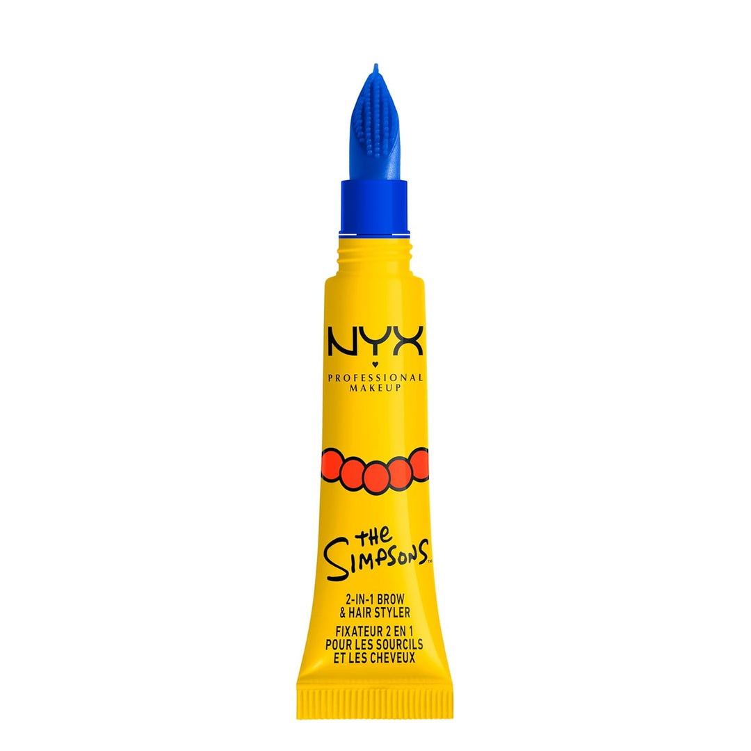 NYX PROFESSIONAL MAKEUP صمغ ميغا مارج سيمبسون، جل حواجب وعصا تصفيف شعر 2 في 1 مع تثبيت قوي، تعاون مع عائلة سيمبسون، نباتي ولم يختبر على الحيوانات