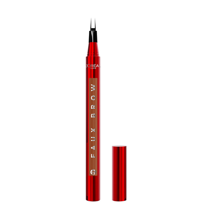 L'Oreal Paris Faux Brow, Hair-Like, Filling Eyebrow Pen with Double-Brush Tip, Fast & Precise Eyebrow Makeup, Soft Black, 0.04 Fl Oz