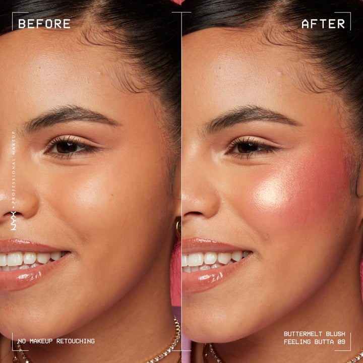 NYX PROFESSIONAL MAKEUP Buttermelt Powder Blush, Fade and Transfer-Resistant Blush, Up to 12HR Make Up Wear, Vegan Formula - My Butta Half