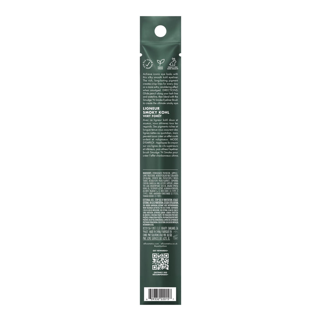 e.l.f. Smoky Kohl Eyeliner, Eye Pencil For Creating Long-Lasting, Bold, High-Pigmented Makeup Looks, Vegan &amp; Cruelty-Free