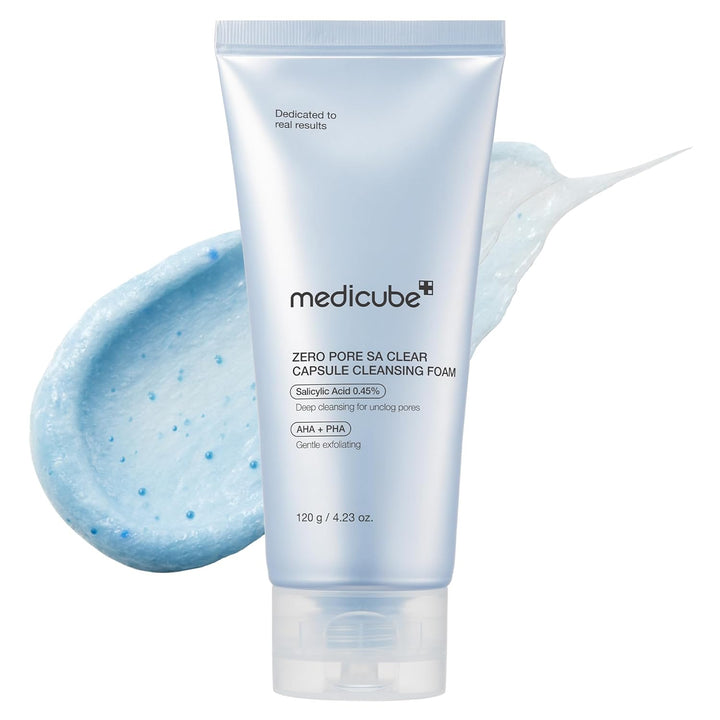 medicube Facial Cleanser Zero Pore Capsule Cleansing Foam | Daily Gentle Cleanser for Skin Texture, Blackhead &amp; Pore Care | AHA, BHA &amp; PHA for Deep Cleansing | Korean Skincare, 4.23 oz