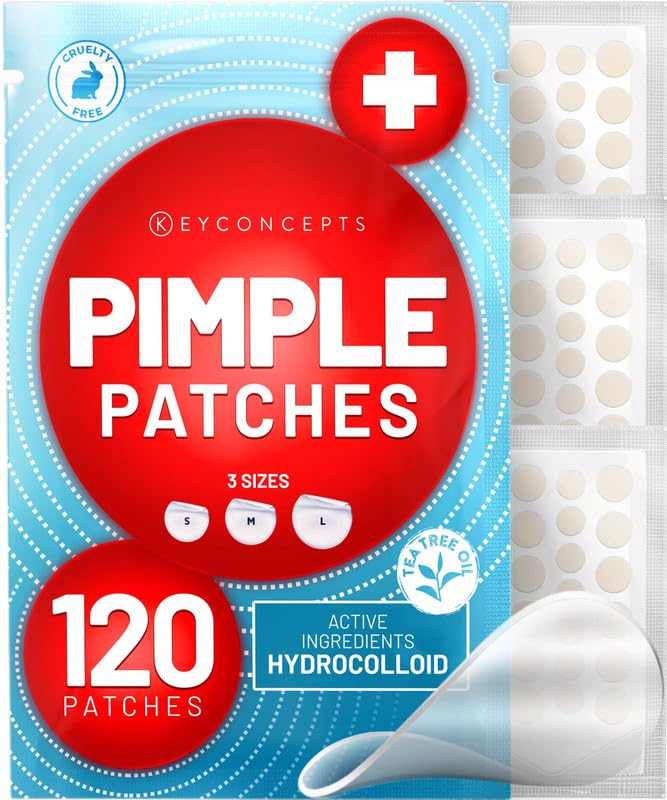 KEYCONCEPTS Pimple Patches for Face Hydrocolloid Patch with Tea Tree Oil - 120 Patches - 3alababak