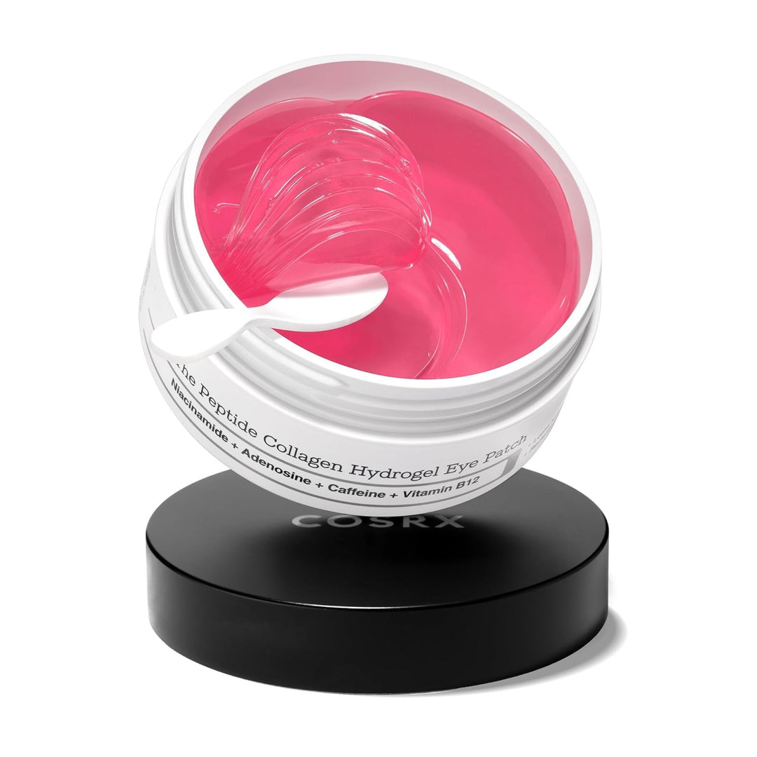 COSRX Pink Peptides Collagen Hydrogel Eye Patch for Puffy Eyes, Dark Circles &amp; Fine Lines, Cooling Under Eye Patches (60), Korean Skin Care