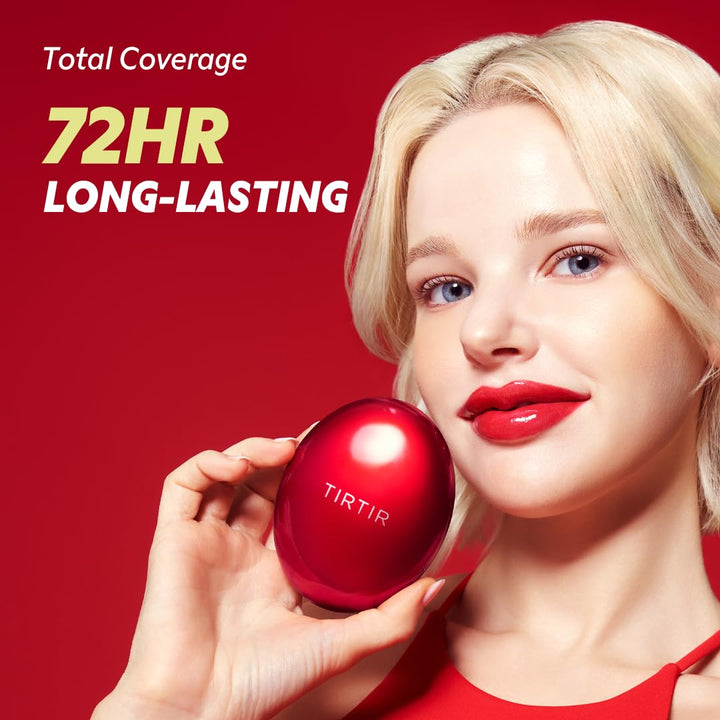 TIRTIR Mask Fit Red Cushion Foundation | Full coverage, Weightless, Skin fit, Satin Glow Finish, Korean Makeup, beauty, Tattoo cover up, Buildable 0.63 Fl Oz